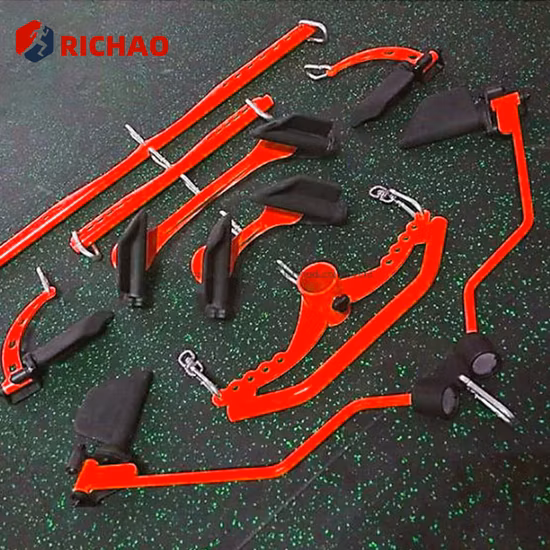 Accesorios para equipos de gimnasio de uso comercial en el hogar, 8 piezas combinadas, manijas de agarre resistentes, barra desplegable lateral para accesorio de máquina de Cable